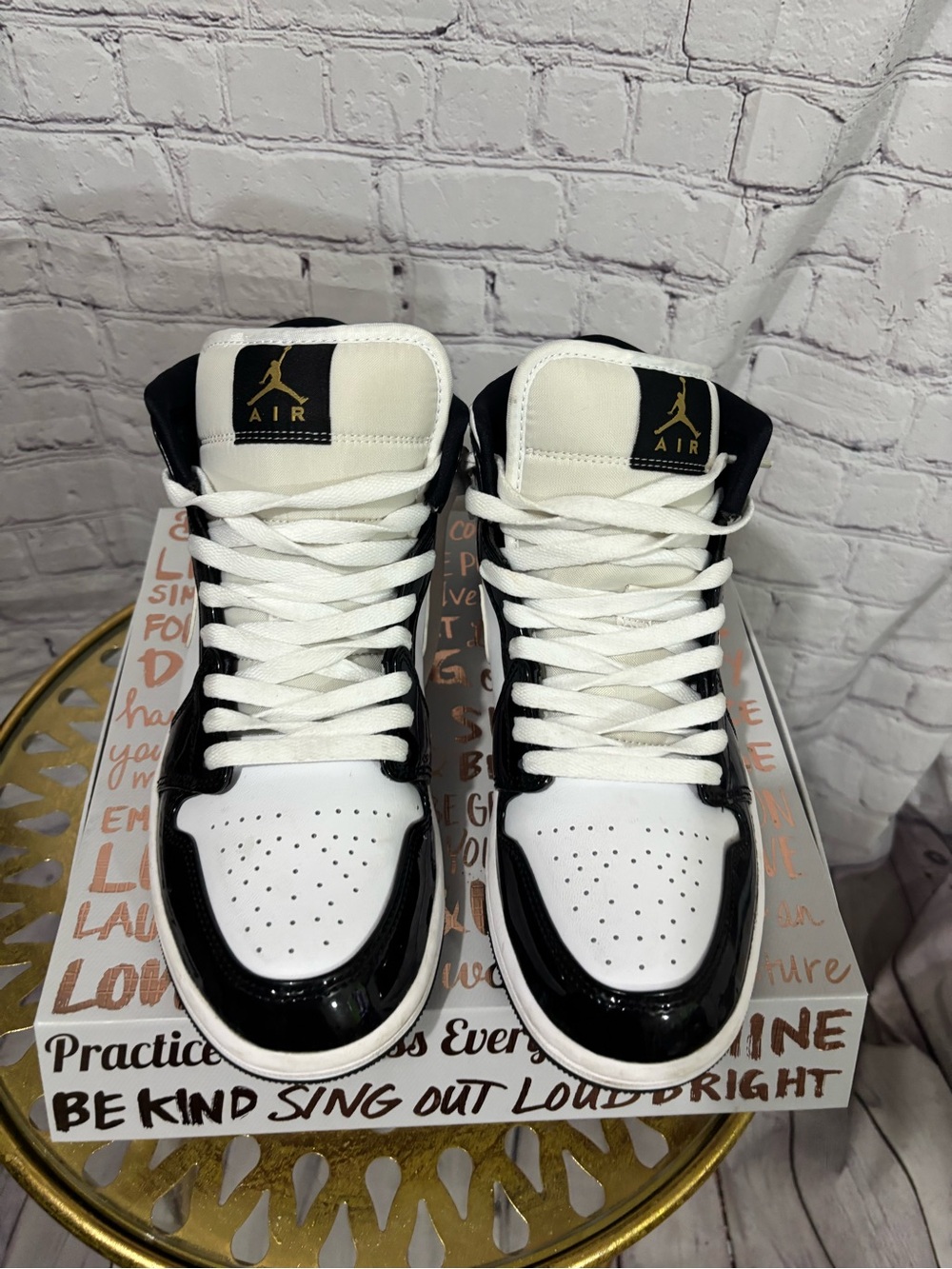 Jordan Men's Black and White High-Top Sneakers